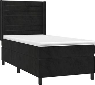 vidaXL Vidaxl - Cama Box Spring Colch&oacute;n Y Led Terciopelo Negro 100x200 Cm