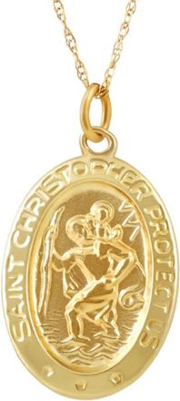 Pompeii3 14k Yellow Gold St. Christopher Medal Pendant.5 Tall 1.5 Grams