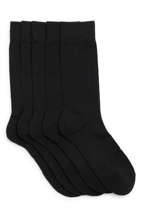 Nordstrom Rack Cushioned 5-Pack Solid Crew Socks in Black at Nordstrom Rack, Size Regular