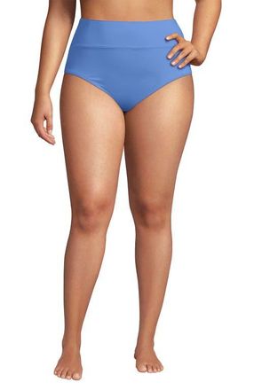 Lands End Chlorine Resistant Pinchless High Waisted Bikini Bottoms in Lake Blue at Nordstrom, Size 24W