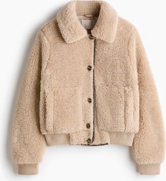 H&M Jacke aus Teddyfleece - Beige