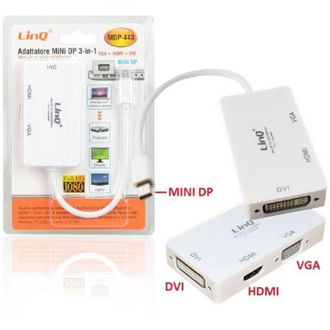 Trade Shop Trade Shop - Adaptador De Convertidor Mini Displayport 3in1 A Vga Hdmi Dvi Mdp-443 Proyectores
