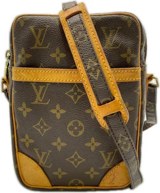 Louis Vuitton Beige Brown Coated Canvas Leather Shoulder Bag (Pre-Owned)