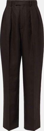 Loro Piana Pantaloni regular in lino a vita alta