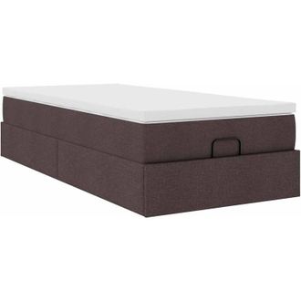 vidaXL Estructura Cama Otomana Colch&oacute;n Tela Marr&oacute;n Oscuro 80x200cm Vidaxl