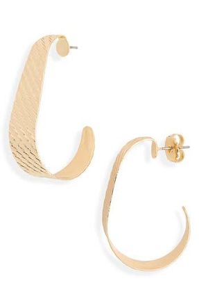 Nordstrom Rack Textured J Hoop Earrings in Gold at Nordstrom Rack
