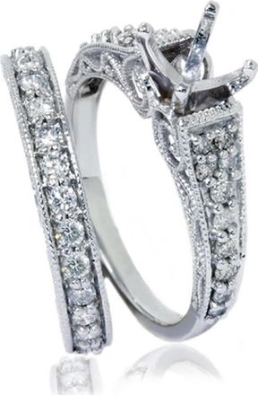 Pompeii3 3/4ct Vintage Diamond Ring Heirloom Filigree Set 14K White Gold Size Selectable