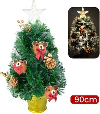 Trade Shop Trade Shop - Albero Di Natale Mini 90 Cm Con Decori Palline Orsetto E Luci Incluse Pigne