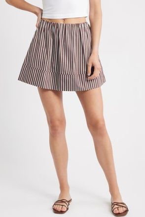 Topshop Poplin Miniskirt in Brown Multi at Nordstrom, Size 6 Us