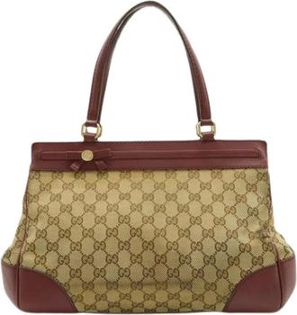 Gucci Pre-owned Handbags, female, Beige, Size: ONE SIZE Pre-owned Vintage GG Canvas Shoulder Tote