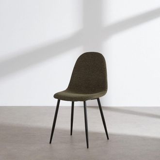Maisons du monde Silla de tejido tramado verde caqui y acero negro