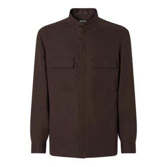 Ermenegildo Zegna Light Jackets, male, Brown, Size: S Oasi Lino Overshirt