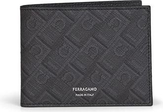 Ferragamo Monogram Portemonnee - Heren - Portefeuilles - Zwart - ONE Size - Katoen - Accessoires