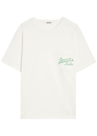 Bode Geneva Beaded Cotton T-shirt - Cream - XL