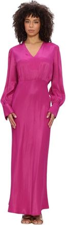 Twinset Lange Satijnen Jurk - Dames - Avondkleed - Roze - 3XS - Satijn - Kleedjes