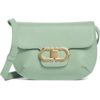 Ferragamo Lizzy Double Gancio Leather Crossbody Bag in Seagrass at Nordstrom