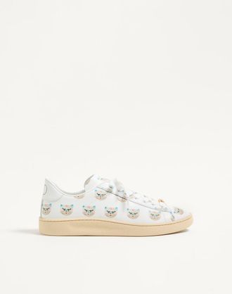 Valentino Garavani Sneaker Royco In Vitello Nappato Con Motivo Le Chat De La Maison Uomo BIANCO 39.5