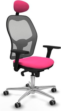 Piqueras y Crespo Piqueras Y Crespo - Jorquera Sincro Malla Gris Similpiel Rosa Brazos 3d Base Aluminio Cabecero Fijo Ruedas 65mm Engomada