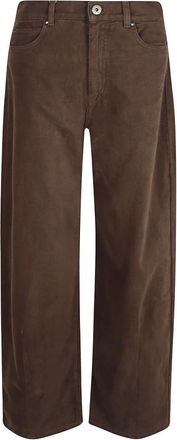 Max Mara Broeken, Dames, Bruin, S, Katoen, Broek met wijde pijpen en vijf zakken