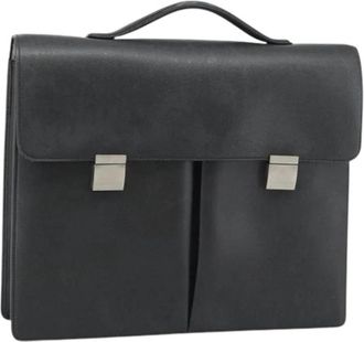 Louis Vuitton Pre-owned Taiga Leren Aktetas - Dames - Vintage Handtas - Zwart - ONE Size - Leer - Vintage