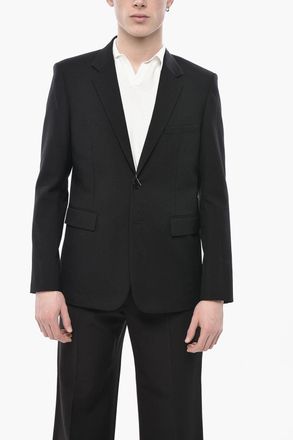 Saint Laurent Giacca a 2 Bottoni in Lana Vergine Uno Spacco Revers Classico Saint Laurent