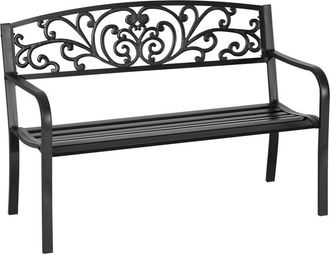 OUTSUNNY Metal Garden Bench 2 Seater Porch Patio Park Chair Seat Outdoor Relax