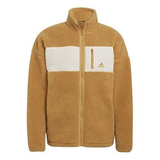 adidas logo Casual Splicing Stand Collar Sports Jacket Couple Style Yellow HI1185