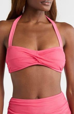 Hutch Twist Front Mesh Bikini Top in Raspberry Solid at Nordstrom Rack, Size Large