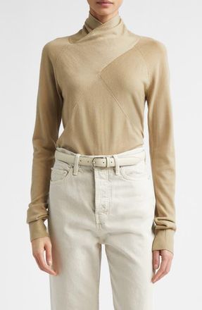 Toteme Merino Wool Crossover Sweater in Desert at Nordstrom, Size Xx-Small