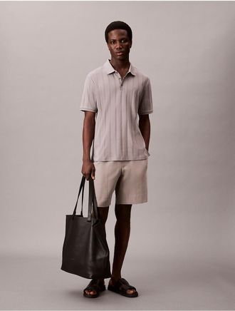 Calvin Klein Mens Variegated Rib Classic Polo Shirt - Grey - 2XL