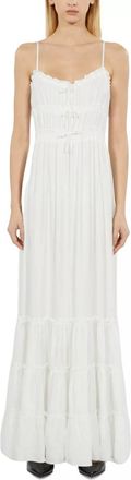 The Kooples Shirred Bow Maxi Dress In White