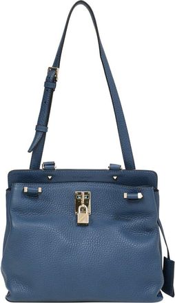 Valentino Blue Leather Joylock Textured-Shoulder Bag (Authentic Pre-Loved)
