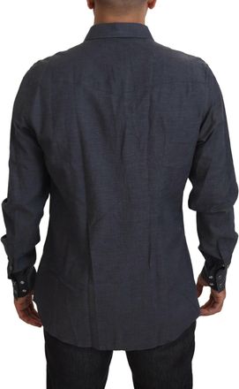 Dolce & Gabbana Mens Blue Cotton Denim Crystal Bee Shirt