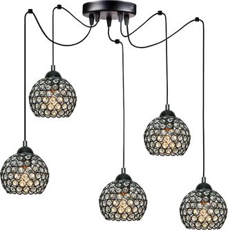 OEM L&aacute;mpara De Techo Con Pantalla De Cristal Negro, Casquillo E27, Led, Klaudia 13-720
