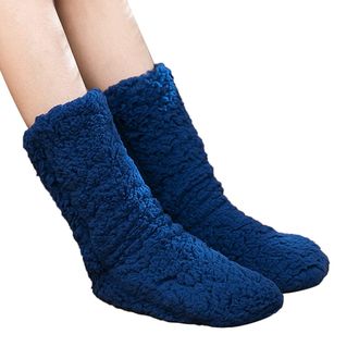 Generic Thermal Socks Warm Women Christmas Slipper Fleece Womens Womens 4-7 Fluffy 5/6 Pairs Non Slip Bed with Grips Sock Totes Kids Crew Navy