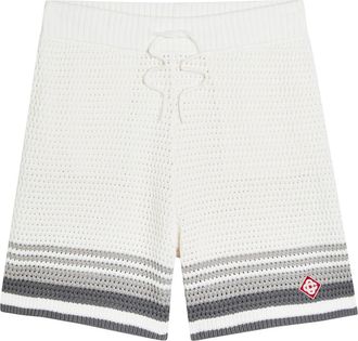 Casablanca Casablanca Logo-appliqu&eacute;d Crochet-knit Cotton Shorts - White And Grey - XL