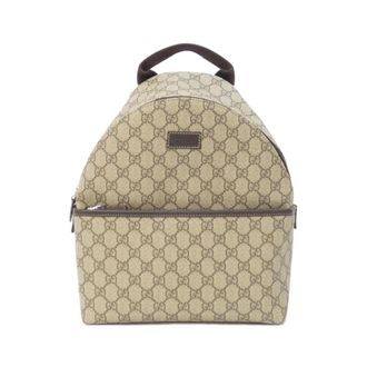 Gucci Beige Dark Brown Gg Supreme Canvas Backpack (Pre-Owned)