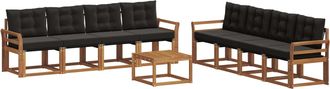 vidaXL Conjunto De Sof&aacute;s De Exterior 9 Uds. Natural Y Negro Vidaxl
