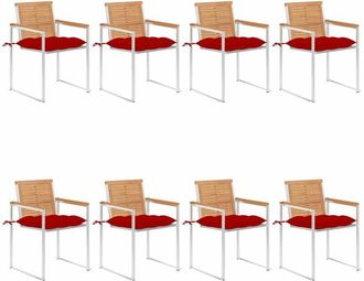 vidaXL Vidaxl - Sillas De Jard&iacute;n Y Cojines 8 Unidades Madera Maciza De Acacia