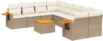 vidaXL Set De Sof&aacute;s De Jard&iacute;n 9 Pzas Con Cojines Rat&aacute;n Sint&eacute;tico Beige Vidaxl