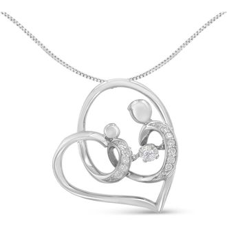 House of Brilliance 925 Sterling Silver 1/6 cttw Diamond Heart Pendant Necklace in White at Nordstrom