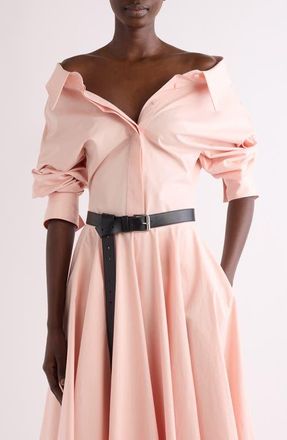 Givenchy Slashed Barrel Sleeve Cotton Poplin Button-Up Shirt in Silk Pink at Nordstrom, Size 12 Us