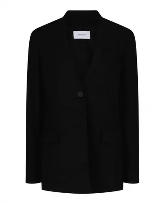 Ferragamo Womens Single-Breasted Wool Blazer In Black