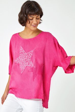 Roman Sequin Star Print Tunic Top