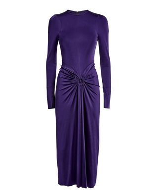 Victoria Beckham Open-Back Gathered Stretch-Satin Jersey Gown Size S