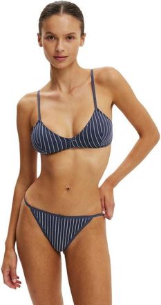 Cotton On Womens Cotton Pointelle Triangle Padded Bralette in Sienna Stripe Navy at Nordstrom, Size X-Small