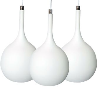 Loops Hanging Ceiling Pendant Light 3x Matt White & Copper Kitchen Lamp Built in LED