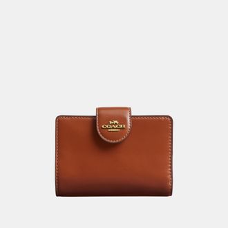 Coach Womens Medium Corner Zip Wallet - Brown Leather - One Size