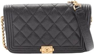 Chanel Pre-owned Boy Grained Calfskin Phone Shoulder Bag - Dames - Vintage Schoudertas - Zwart - ONE Size - Leer - Vintage