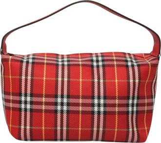 Burberry Nova Check Red Nylon Clutch Bag (Pre-Owned)